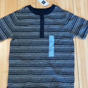 NEW! WITH TAGS! Gap Navy Kids Cotton Stripe Henley Tee-Shirt Sz 4